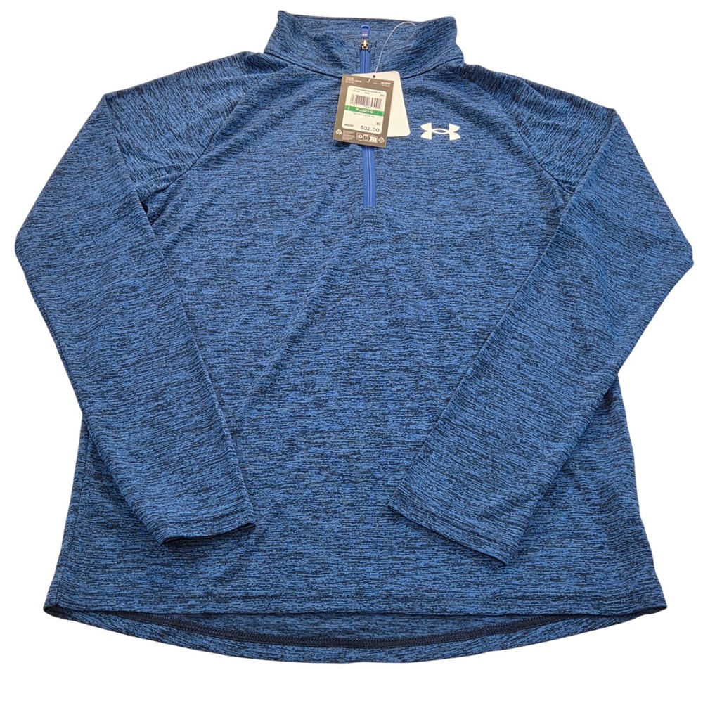 NWT Under Armour Boys UA Tech 2.0 1/2 Zip Pullover Top Blue Youth YL